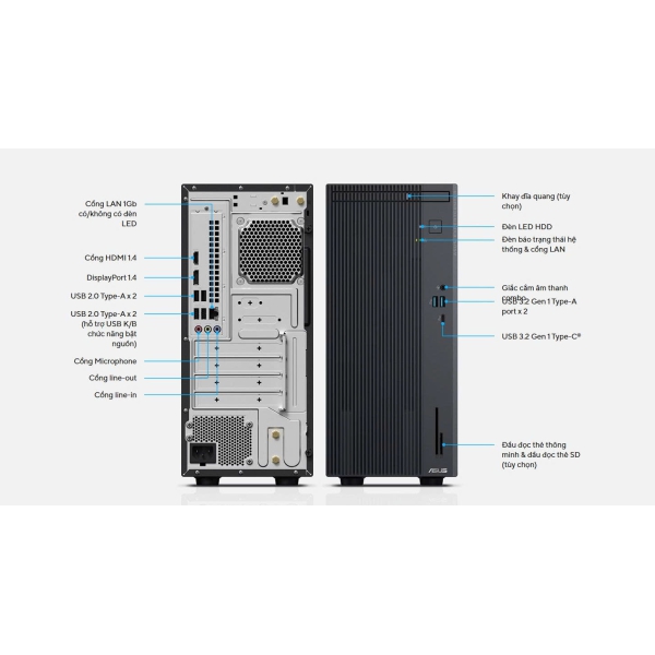 Máy tính để bàn ASUS P500MV i5-13420H | 8GB | 512GB | Win 11 Home | XÁM | P500MV-13420H106W